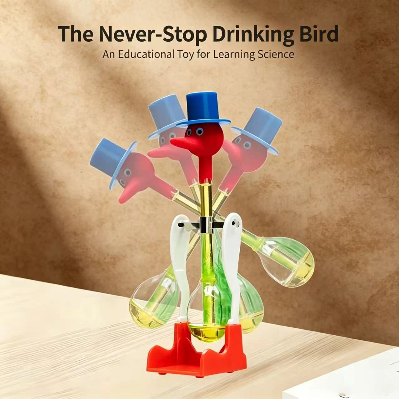 Science Bob - Kleurveranderende vloeistof Non-stop bobbelende drinkende vogel
