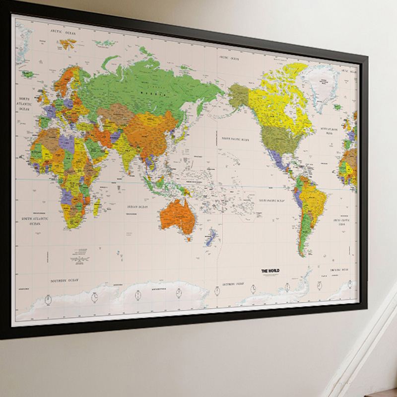 Star Map Poster - Wandkaart, polyester, wereldkaart zonder nationale vlag,